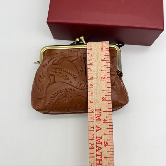 Patricia Nash Brown Embossed Leather Coin Purse - Picture 6 of 10